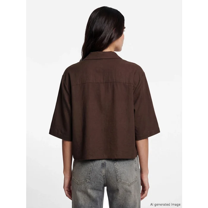 LCW Vision Kahverengi Oversize Kadın Gömlek