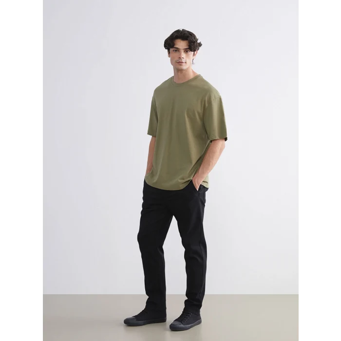 XSIDE Haki Bisiklet Yaka Penye Erkek Tişört