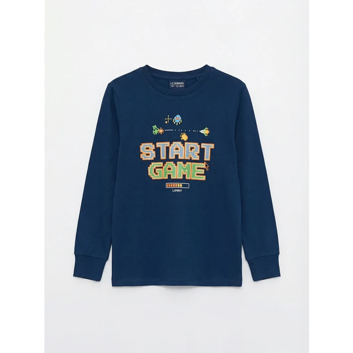 LCW Kids Lacivert Baskılı Erkek Çocuk Pijama Takım