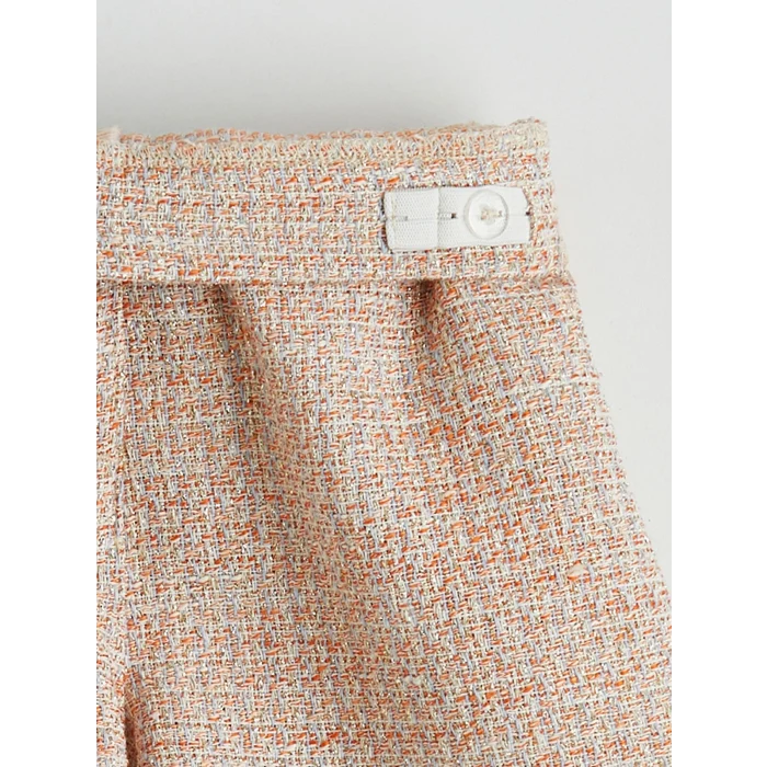 LCW Kids Turuncu Beli Lastikli Kız Çocuk Şort ve Külotlu Çorap