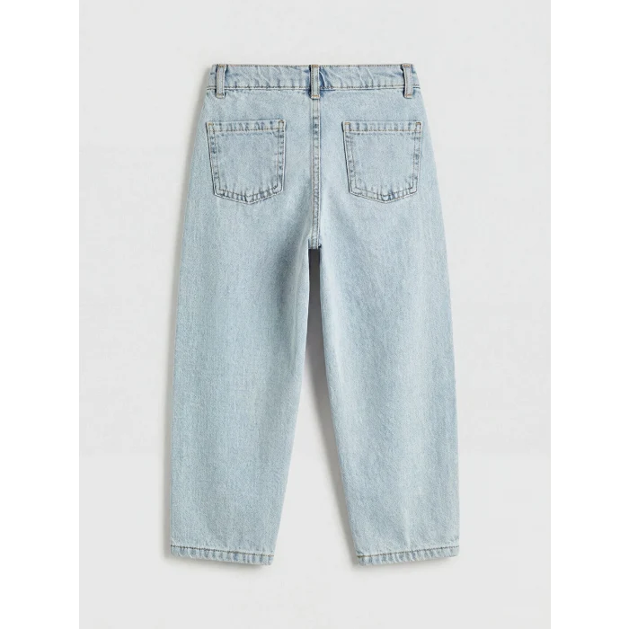 LCW Kids Mavi Balloon Fit Nakışlı Kız Çocuk Jean Pantolon