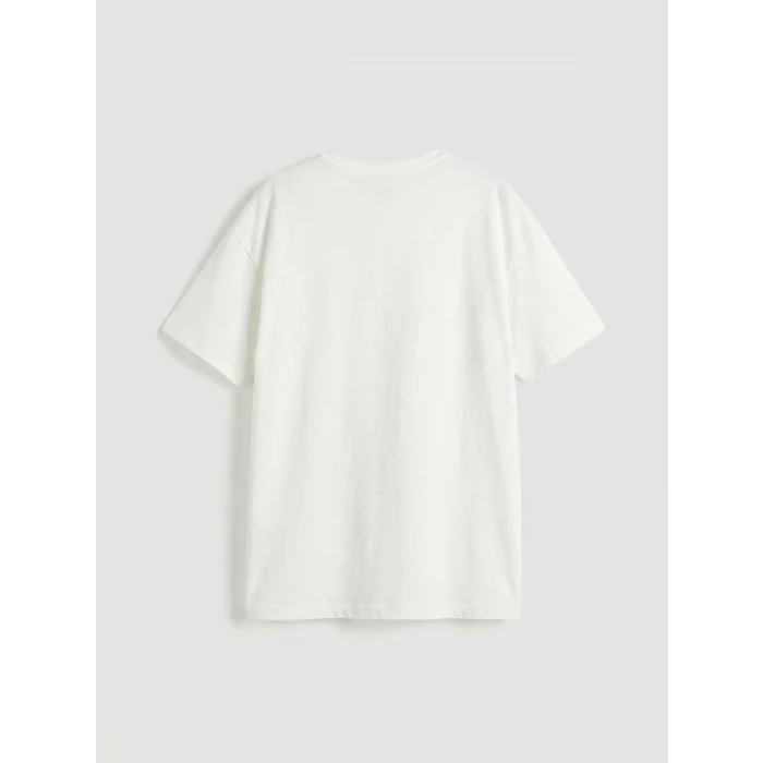 LCW Kids Ekru Çift Yönlü Payetli Kalp Desenli Kız Çocuk Tişört