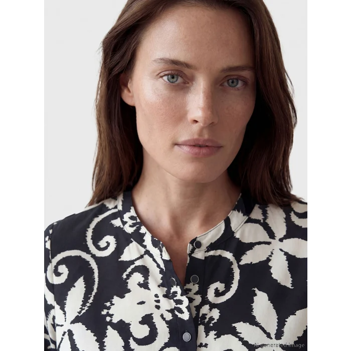 LCW Grace Siyah Hakim Yaka Desenli Kadın Gömlek Tunik