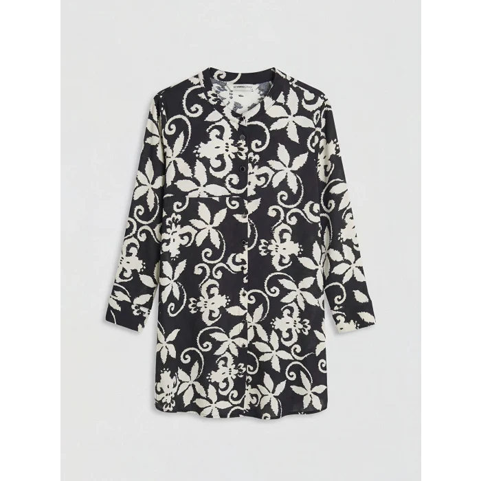 LCW Grace Siyah Hakim Yaka Desenli Kadın Gömlek Tunik