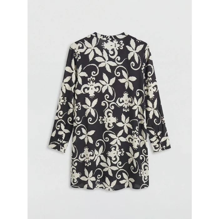 LCW Grace Siyah Hakim Yaka Desenli Kadın Gömlek Tunik