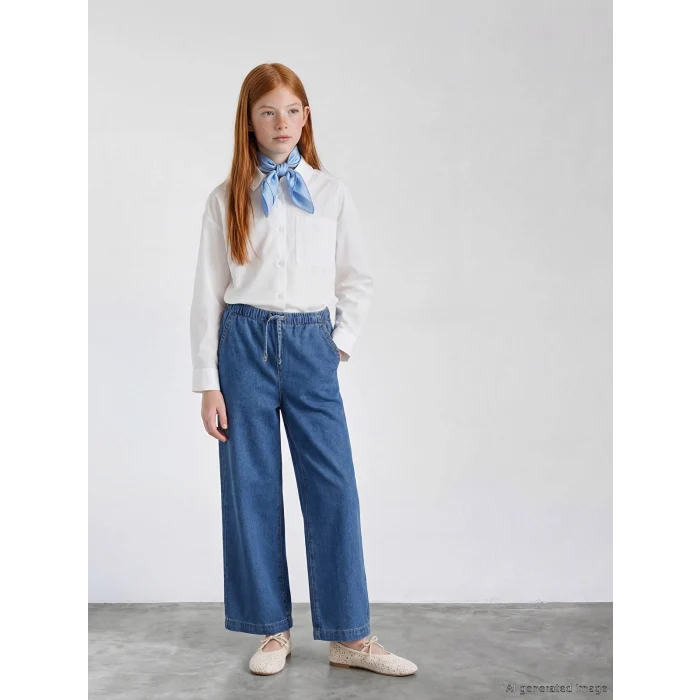 LCW Girls Studio İndigo Wideleg Kız Çocuk Jean Pantolon