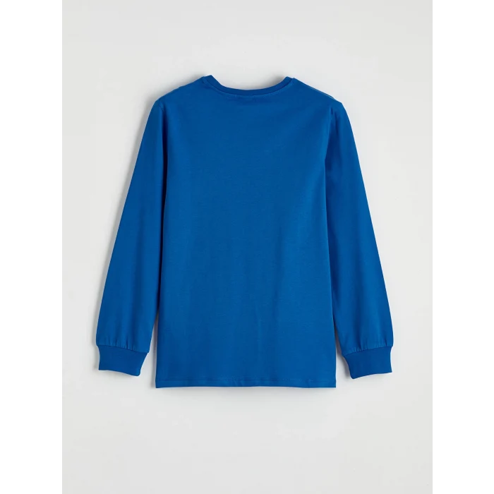 LCW Kids Mavi Baskılı Bisiklet Yaka Erkek Çocuk Pijama Takımı