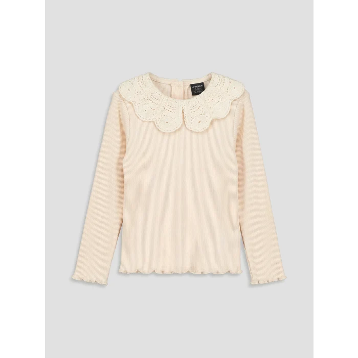 LCW Kids Bej Bebe Yaka Kız Çocuk Bluz Şort ve Külotlu Çorap