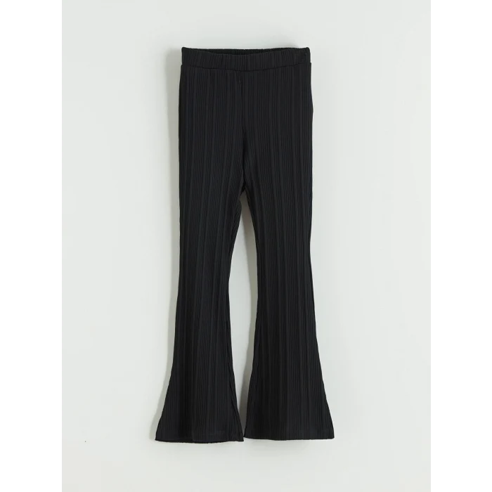 LCW Kids Siyah Fitilli İspanyol Paça Kız Çocuk Tayt