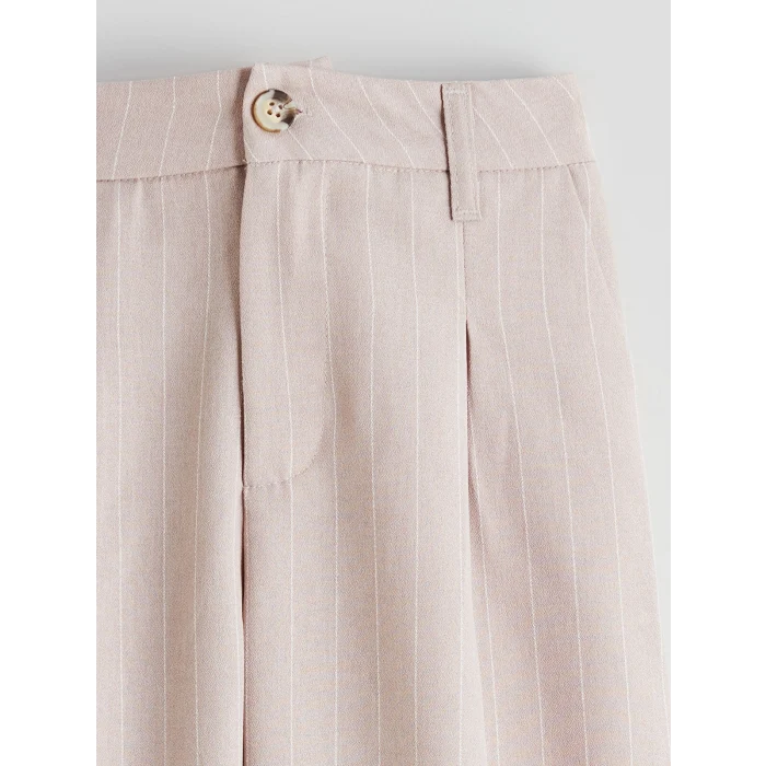 LCW Kids Bej Wideleg Pileli Kız Çocuk Pantolon