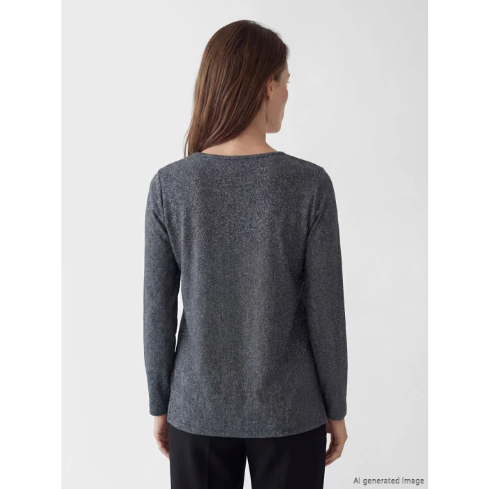 LCW Grace Antrasit Bisiklet Yaka Kadın Tişört