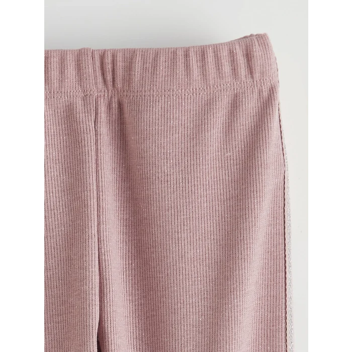 LCW Kids Pembe Simli Fiyonk Detaylı Kız Çocuk Fitilli Tayt 2li