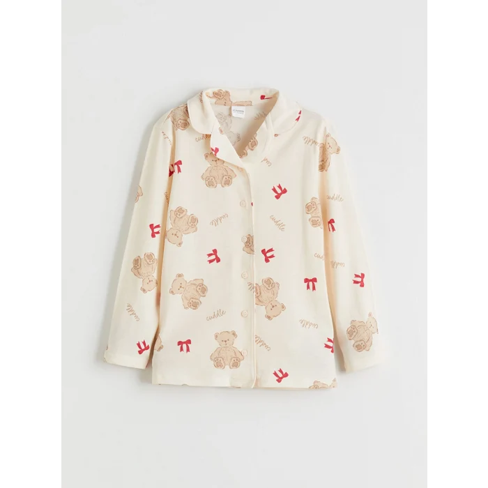 LCW Kids Pembe Gömlek Yaka Kız Çocuk Pijama Takımı