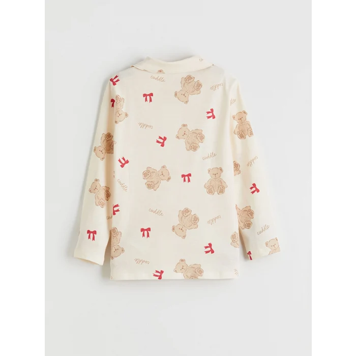 LCW Kids Pembe Gömlek Yaka Kız Çocuk Pijama Takımı