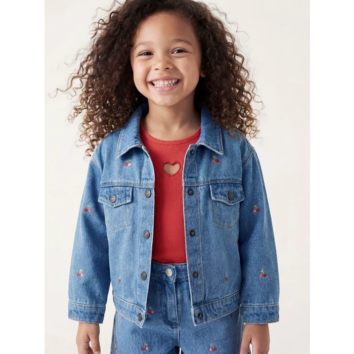 LCW Kids Kırmızı Kalp Detaylı Kız Çocuk Fitilli Tişört