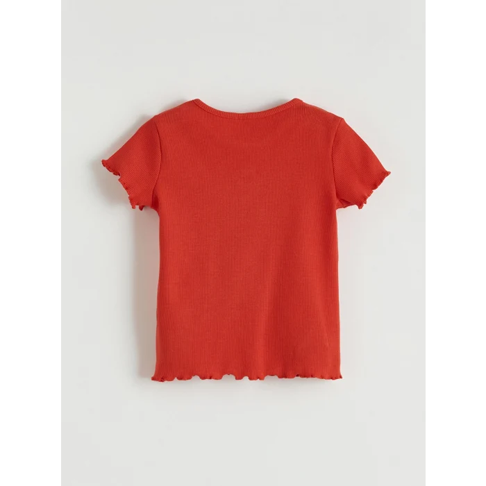 LCW Kids Kırmızı Kalp Detaylı Kız Çocuk Fitilli Tişört