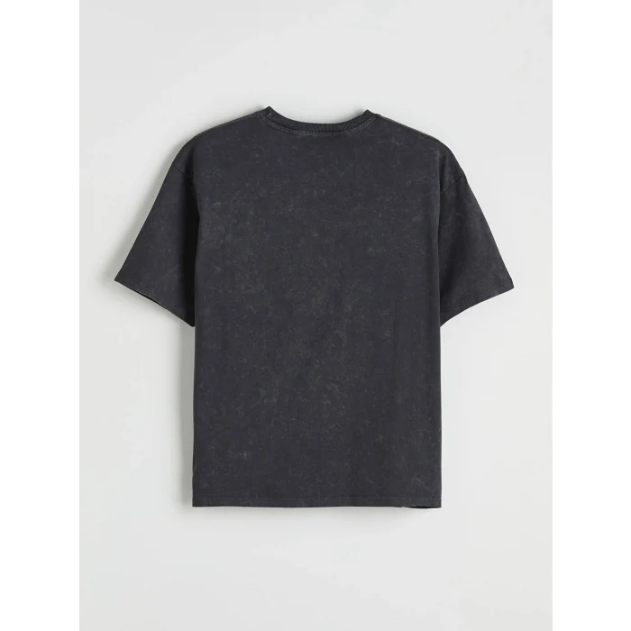 LCW Vision Antrasit Kalp İşlemeli Oversize Kadın Tişört