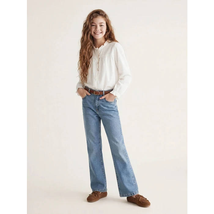 LCW Kids İndigo İspanyol Paça Kız Çocuk Jean Pantolon