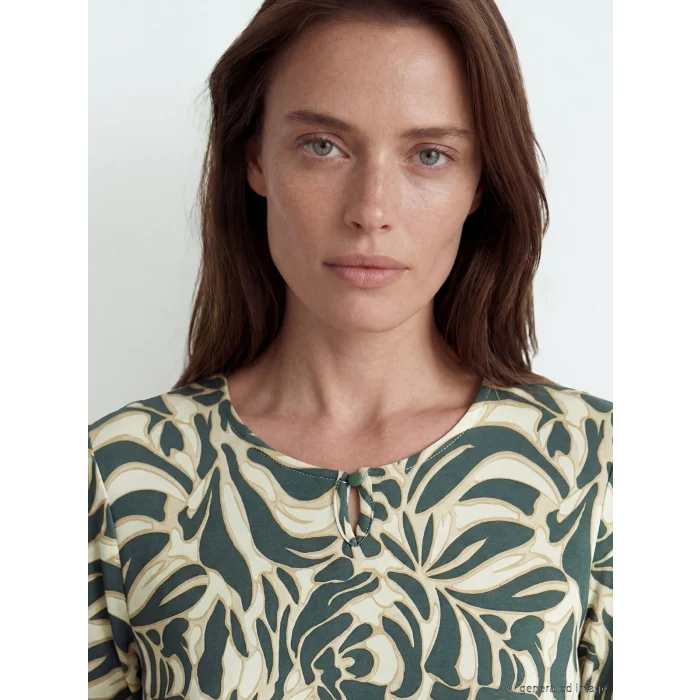 LCW Grace Yeşil Bisiklet Yaka Desenli Bluz
