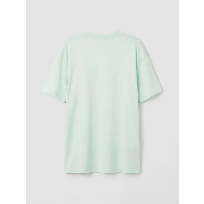 LCW Kids Yeşil Bisiklet Yaka Kız Çocuk Baskılı Tişört