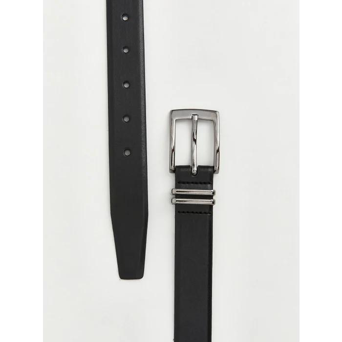 LCW ACCESSORIES Siyah Deri Görünümlü Erkek Kemer 2li
