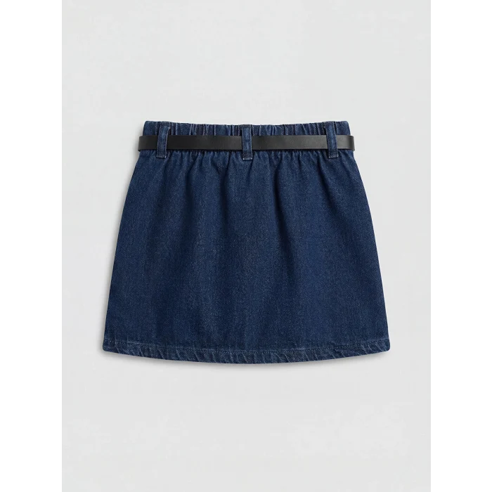 LCW Kids İndigo Kız Çocuk Taşlı Jean Etek ve Kemer