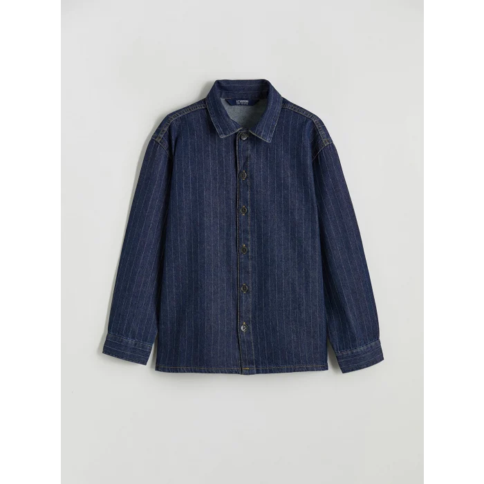 LCW Kids Siyah Çizgili Erkek Çocuk Jean Gömlek