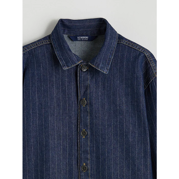 LCW Kids Siyah Çizgili Erkek Çocuk Jean Gömlek