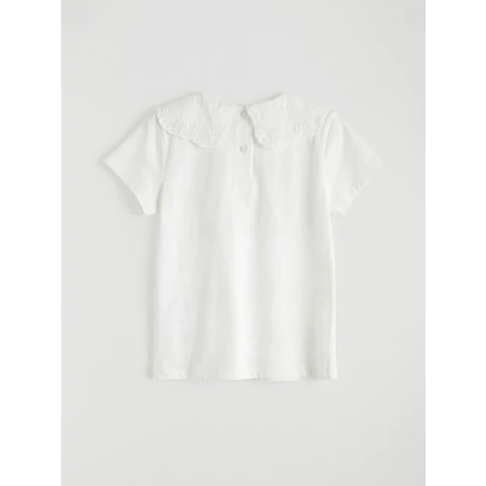 LCW Kids Ekru Bebe Yaka Kız Çocuk Tişört