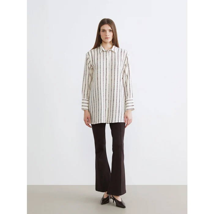 LCW Modest Kahverengi Desenli Kadın Gömlek Tunik