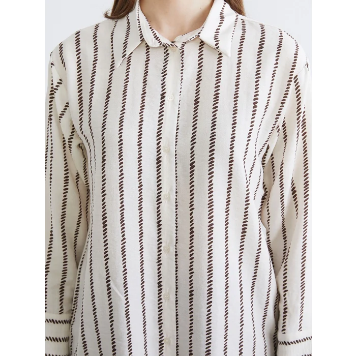 LCW Modest Kahverengi Desenli Kadın Gömlek Tunik