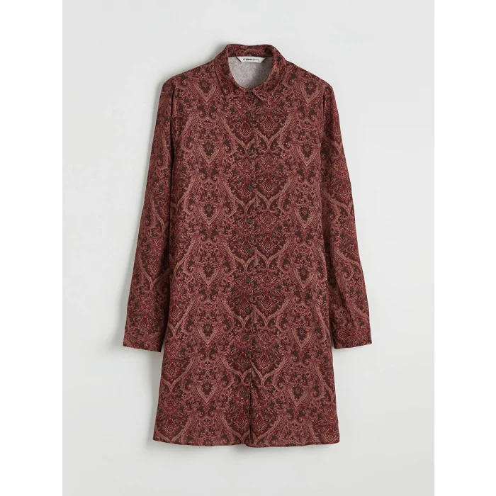 LCW Grace Bordo Desenli Kadın Gömlek Tunik