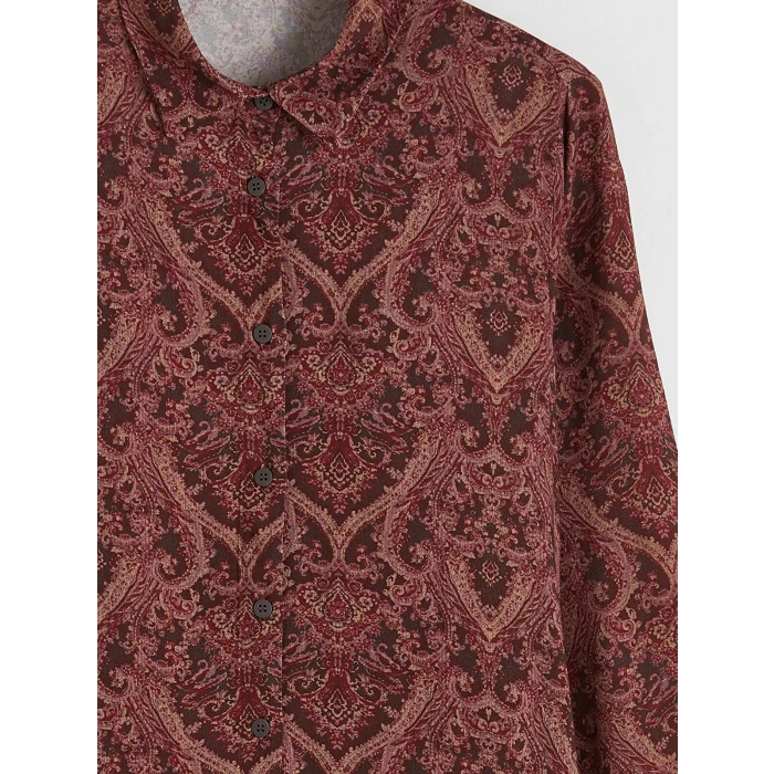 LCW Grace Bordo Desenli Kadın Gömlek Tunik