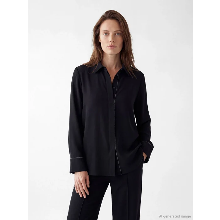 LCW Grace Siyah Regular Fit Kadın Gömlek