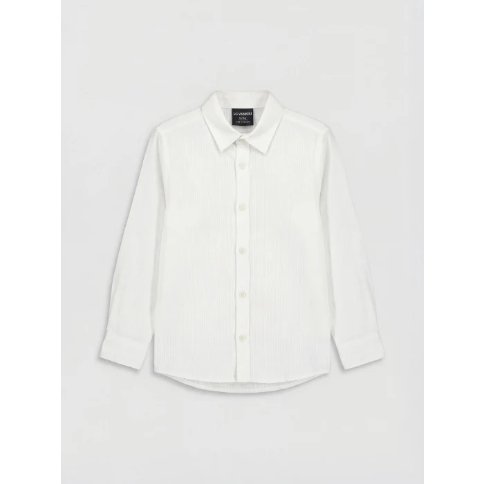 LCW Kids Beyaz Çizgili Erkek Çocuk Gömlek