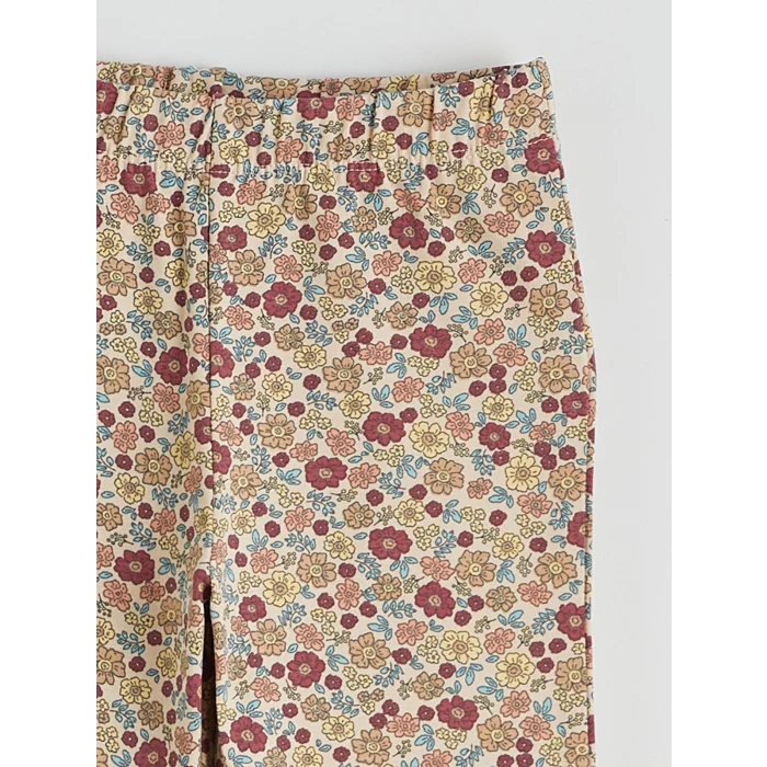 LCW Kids Bej Çiçekli Kız Çocuk Penye Bluz ve Tayt