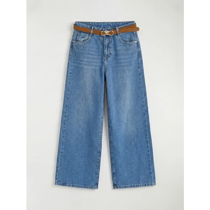 LCW Kids İndigo Wideleg Kız Çocuk Jean Pantolon