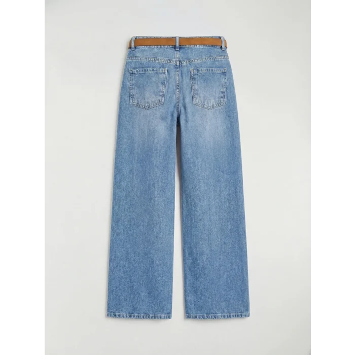 LCW Kids İndigo Wideleg Kız Çocuk Jean Pantolon