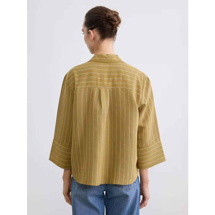LCW EVERYDAY Haki Çizgili Poplin Kadın Gömlek