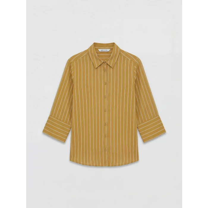 LCW EVERYDAY Haki Çizgili Poplin Kadın Gömlek