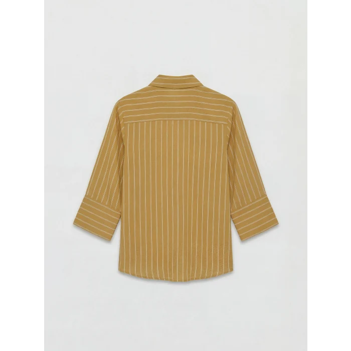 LCW EVERYDAY Haki Çizgili Poplin Kadın Gömlek