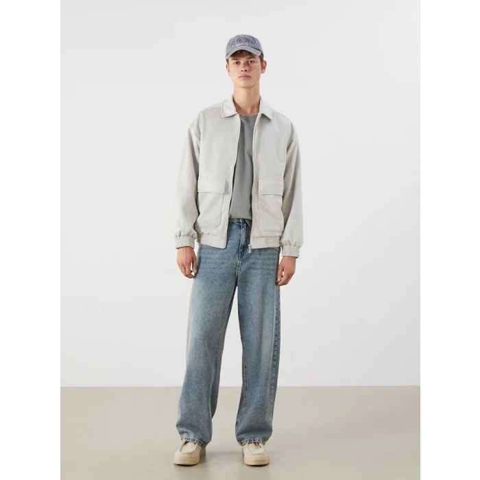 XSIDE Gri Rahat Kalıp Gömlek Yaka Süet Erkek Mont