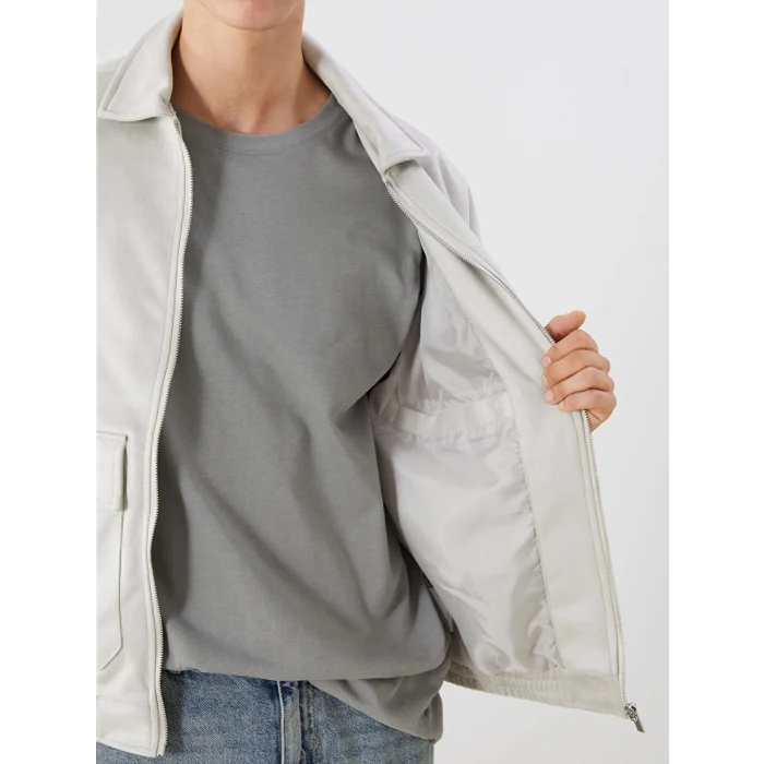 XSIDE Gri Rahat Kalıp Gömlek Yaka Süet Erkek Mont