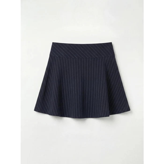 LCW Kids Lacivert Düğme Detaylı Çizgili Kız Çocuk Etek