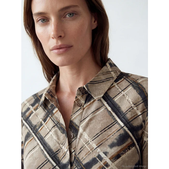 LCW Grace Gri Desenli Kadın Gömlek Tunik