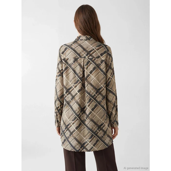 LCW Grace Gri Desenli Kadın Gömlek Tunik