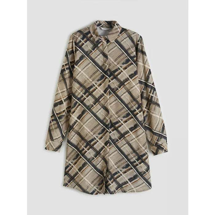 LCW Grace Gri Desenli Kadın Gömlek Tunik