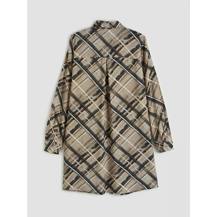 LCW Grace Gri Desenli Kadın Gömlek Tunik