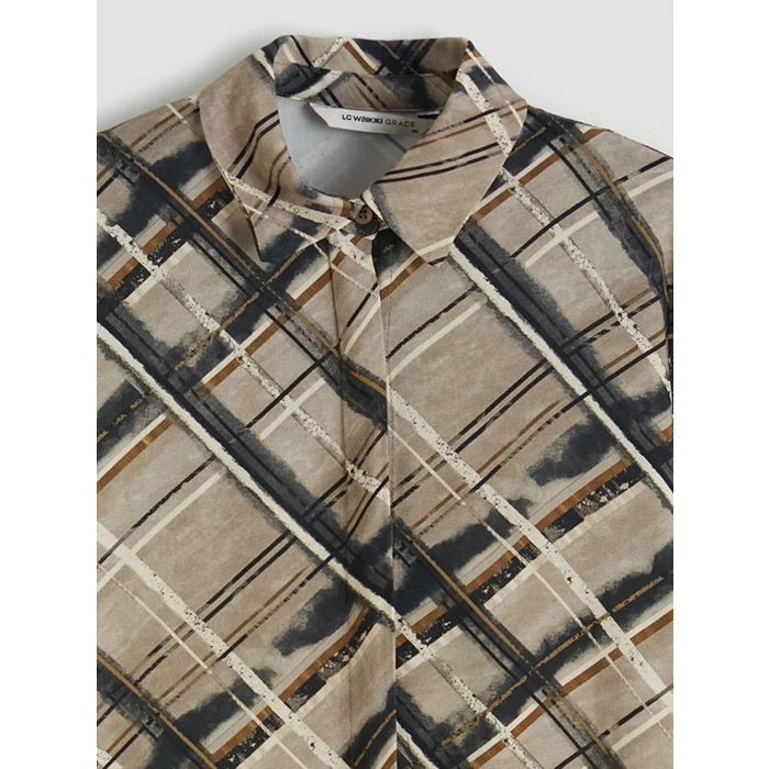 LCW Grace Gri Desenli Kadın Gömlek Tunik