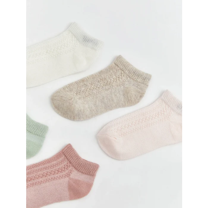 LCW Kids Ekru Kız Bebek Patik Çorap 5li